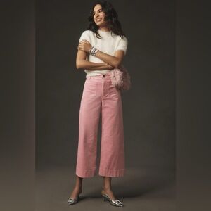 Maeve the Colette cropped wide leg pink corduroy pants